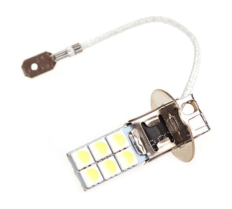 Автолампа диод SKYWAY H3, 12V, 12 SMD, блистер с цоколем, 1-контакт, белая, комплект 2 шт., ближний, дальний, S08201323