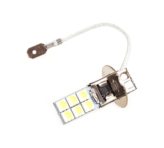 Автолампа диод SKYWAY H3, 12V, 12 SMD, блистер с цоколем, 1-контакт, белая, комплект 2 шт., ближний, дальний, S08201323 1