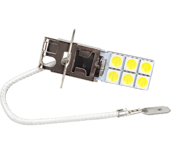 Автолампа диод SKYWAY H3, 12V, 12 SMD, блистер с цоколем, 1-контакт, белая, комплект 2 шт., ближний, дальний, S08201323