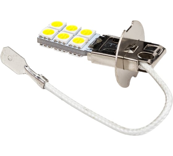 Автолампа диод SKYWAY H3, 12V, 12 SMD, блистер с цоколем, 1-контакт, белая, комплект 2 шт., ближний, дальний, S08201323