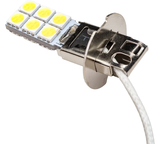 Автолампа диод SKYWAY H3, 12V, 12 SMD, блистер с цоколем, 1-контакт, белая, комплект 2 шт., ближний, дальний, S08201323