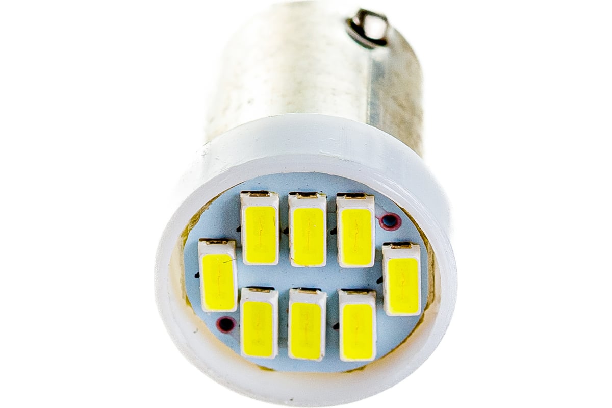 Автолампа диод SKYWAY T9, 12V, 8 SMD, Блистер с цоколем, 1-контакт, Белая,  комплект 2 шт., габариты, номер S08201363 - выгодная цена, отзывы,  характеристики, фото - купить в Москве и РФ