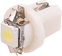 Автолампа диод SKYWAY T8,5, 12V, 1 SMD, блистер с цоколем, 1-контакт, белая, комплект 2 шт, габариты, номер S08201360