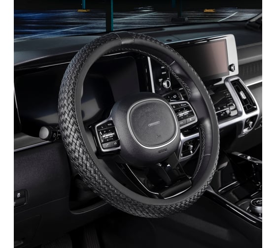 Оплетка SKYWAY Real-7 М черная, натуральная кожа S01108011