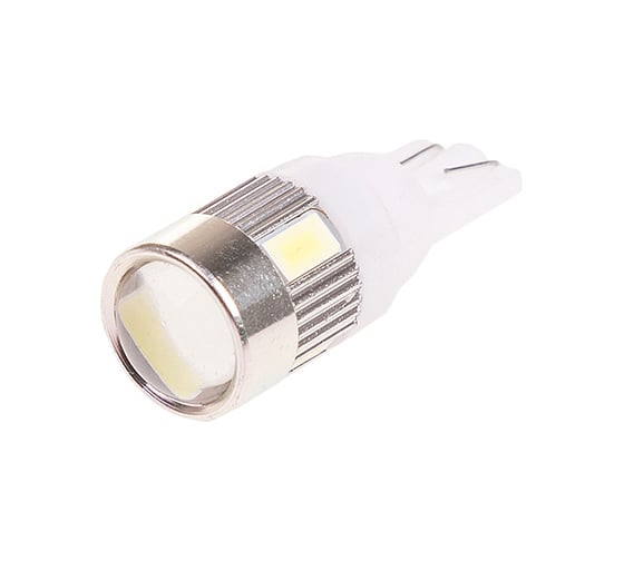 Автолампа диод SKYWAY T10, 12V, 6SMD, блистер с цоколем, 1-контакт с линзой, белая, салон, номер S08201344