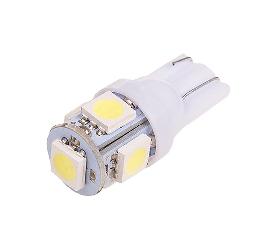 Автолампа диод SKYWAY T10, 12V, 5 SMD, блистер без цоколя, 1-контакт, белая, комплект 2 шт., габариты, номер S08201342 1