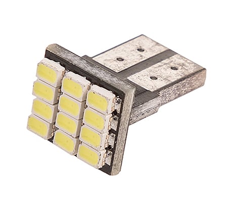 Автолампа диод SKYWAY T10, 12V, 12 SMD, блистер без цоколя, 1-контакт, белая, комплект 2 шт., габариты, номер S08201335