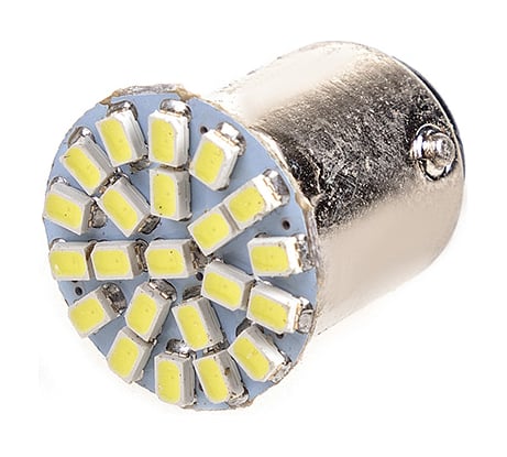 Автолампа диод SKYWAY S25, 12V, 22 SMD, блистер с цоколем, 2-контакта, белая, комплект 2 шт., габариты, стопы, S08201328
