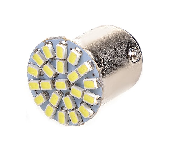 Автолампа диод SKYWAY S25, 12V, 22 SMD, блистер с цоколем, 2-контакта, белая, комплект 2 шт., габариты, стопы, S08201328
