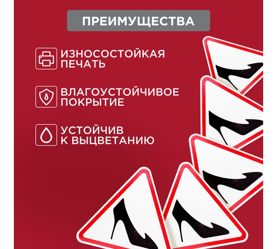 Наклейка автомобильная REXANT информационный знак Дама за рулем, 150x150 мм, 56-0044