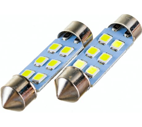 Автолампа диод SKYWAY T11, 12V, 6 SMD, блистер, c цоколем, 1-контакт, 2 шт. S08201354