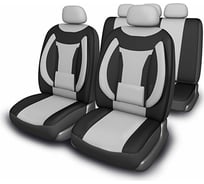 Чехлы на сиденья SKYWAY Protect Plus-5 велюр/сетка, 11 предметов, черно/серый S01301062
