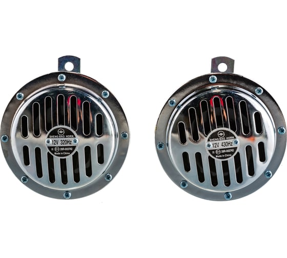 Звуковой сигнал SKYWAY SUPER HORN, дисковый, d=125 мм, 12V, 105dB, металл, 2 шт, S07601001