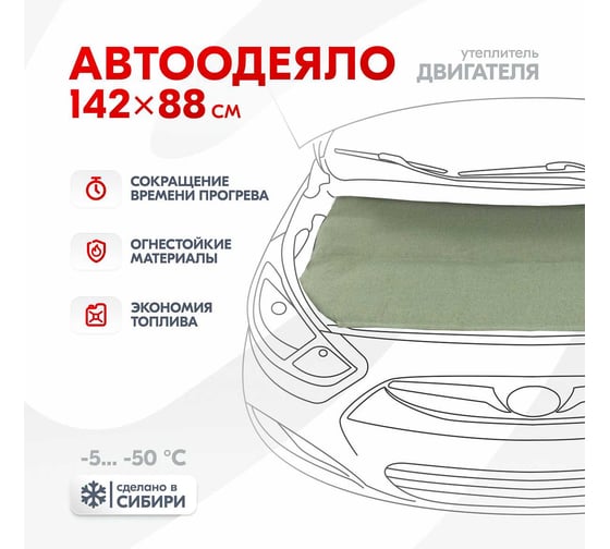 Утеплитель двигателя SKYWAY 142х88см, M, стекловолокно/брезент ASH-142B