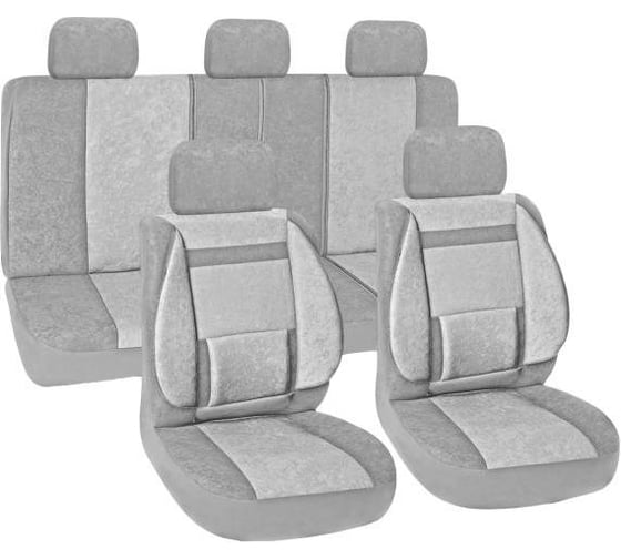 Чехлы сиденья SKYWAY Protect Plus-10, вельвет, 11 предметов, серый S01301075 1
