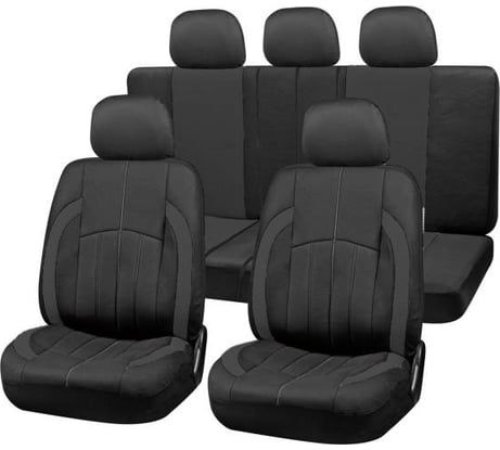 Чехлы сиденья SKYWAY Forsage полиэстер/сетка, 9 предметов, черные S01301125