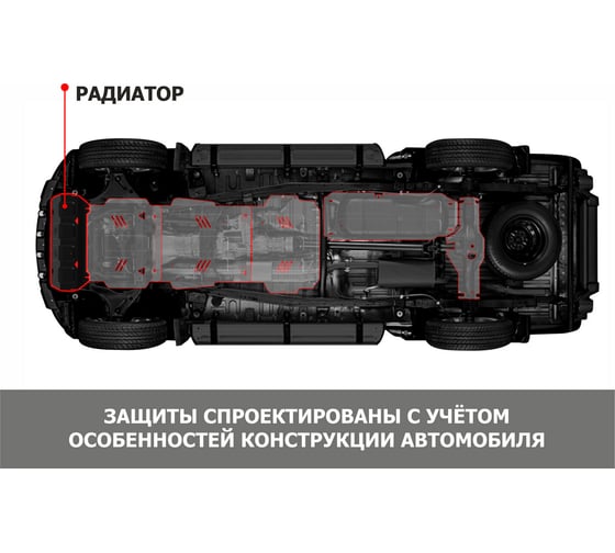 Защита радиатора АвтоБроня Tank 300 2023-н.в./500 2023-н.в., сталь 1.5 мм, 111.04801.1
