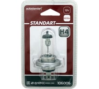 Галогенная лампа головного света AUTOSTANDART standart h4-12v, p43t, 60/55w 0905099