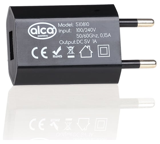 Зарядное устройство Alca 220v USB черное 510810
