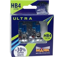 Автомобильная лампа МАЯК Super White +30% ULTRA 4630010934086 НB4, 12V, 65W, P22d 89006SW+30