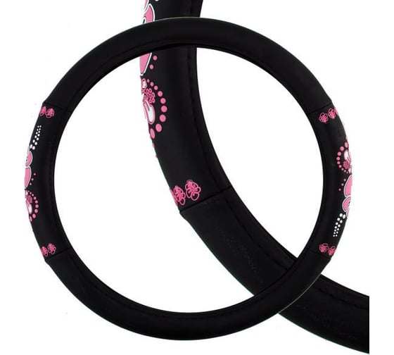 Оплетка SKYWAY Glamour-2 M, черно-розовая, экокожа S01102269