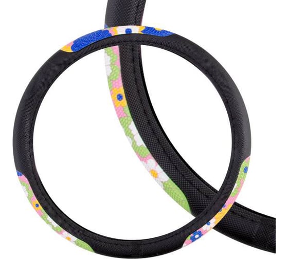 Оплетка SKYWAY Glamour-2 M, черно-сине-зеленая, экокожа S01102272 1