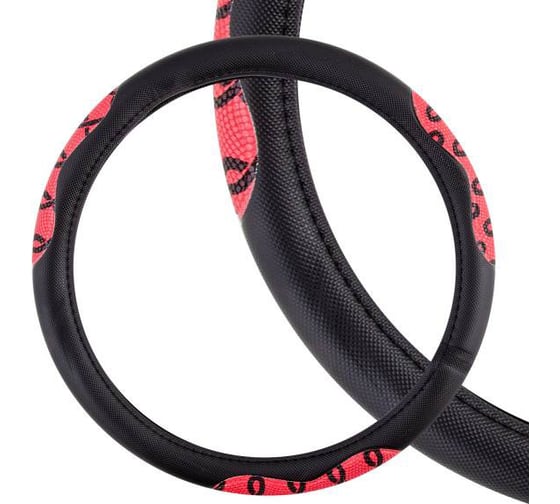 Оплетка SKYWAY Glamour-1 M, черно-красная, экокожа S01102274 1