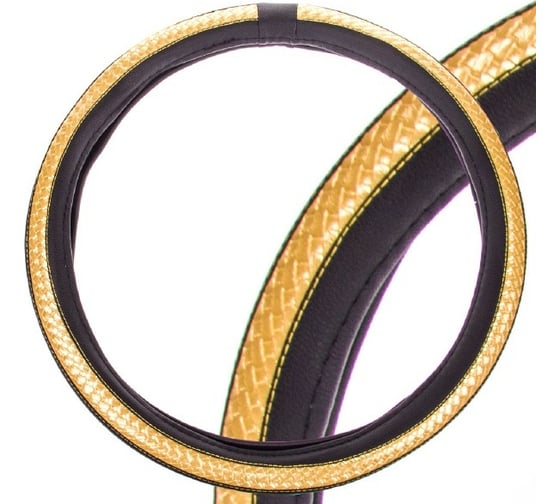 Оплетка SKYWAY Luxury-1 L, черно-желтая, экокожа S01102376 1