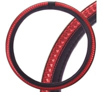 Оплетка SKYWAY Luxury-1 L, черно-красная, экокожа S01102374