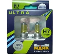 Автомобильная лампа МАЯК Н7 24V 70W PX26d Gold +60% ULTRA 84730G+60