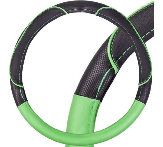 Оплетка SKYWAY Combo-4 L, черно/зеленая, экокожа S01102398