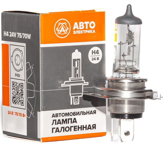 Автолампа АВТОЭЛЕКТРИКА h4 24-75/70 p43t, галогенная 24 в 09.02402 1