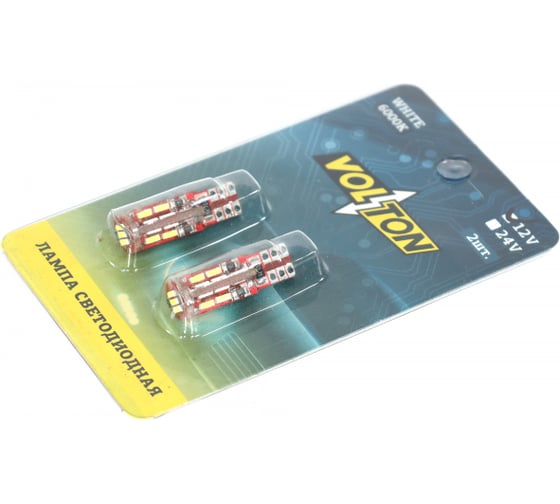 Светодиодная лампа VOLTON CANBUS T10, T104 W2.1x9.5D 12v 19 SMD 4014 блистер, 2 шт VLTC2003
