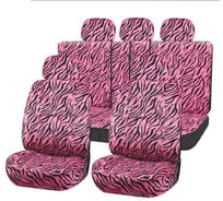 Чехлы на сиденья SKYWAY Velvet-9 велюр, 11 предметов, зебра, черно-розовый S01301083
