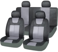Чехлы на сиденья SKYWAY Prestige-6 экокожа, 11 предметов, черно-серый S01301016