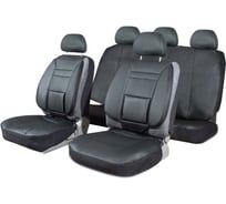 Чехлы на сиденья SKYWAY Protect-2 экокожа/велюр, 11 предметов, черный S01301038