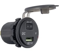 Розетка-USB РИФ QC 3.0 с вольтметром, 34x37x54 RIF22-4-1014200 24884679