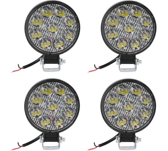 Круглая светодиодная фара Airline 9 LED направленный свет, 9W, 83x83x22 мм, 12V, комплект 4 шт. STANDART ALED033