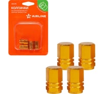 Колпачки на шинный вентиль Airline K-1, золотые, металл, 4 шт. AVC10