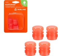 Колпачки на шинный вентиль Airline S-1, светящиеся, оранжевые, ABS-пластик, 4 шт. AVC36