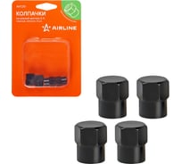 Колпачки на шинный вентиль Airline K-4, черные, металл, 4 шт. AVC20