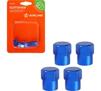 Колпачки на шинный вентиль Airline K-4, синие, металл, 4 шт. AVC22 30754154