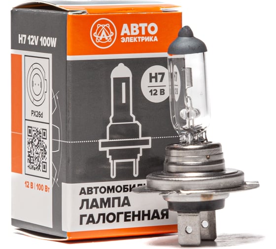 Автолампа АВТОЭЛЕКТРИКА h7 12-100 px26d, галогенная 12 в, 09.02404