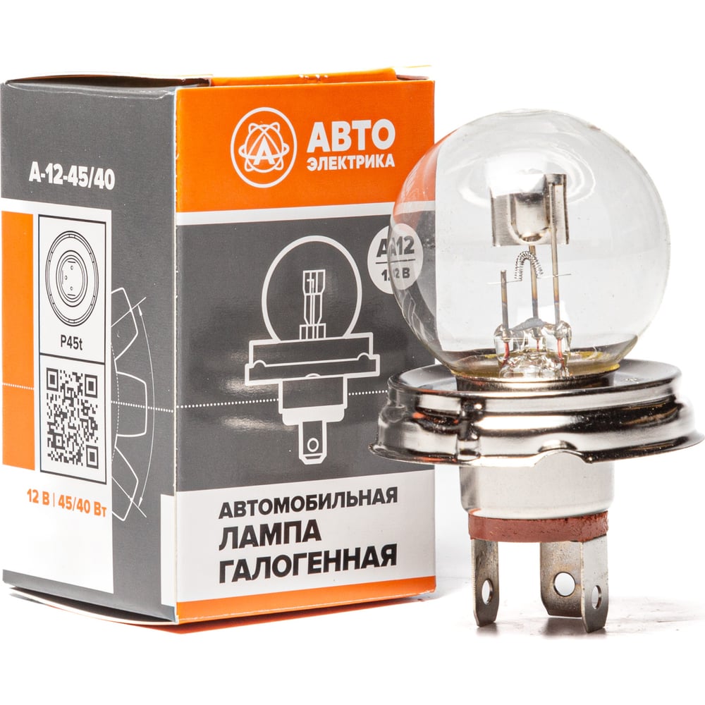 Автолампа А 12-45+40 фарная (P45t)