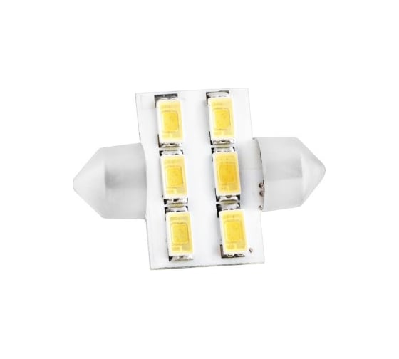 Автолампа диод SKYWAY T11, 6 SMD диодов, 1-контакт, 32 мм., белая, салон, номер S08201184