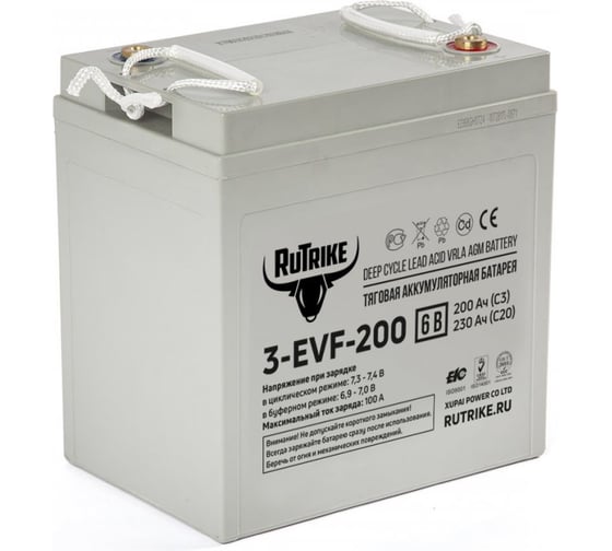 Тяговый AGM аккумулятор RUTRIKE 3-EVF-200 6V, 220 A/H C3  22597 022597 1