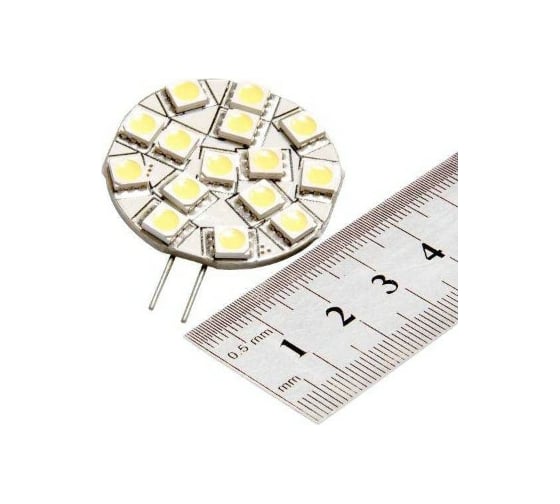 Автолампа диод SKYWAY G4, 15 SMD диодов, 1-контактная, белая, габариты, стопы SG4-15SMD-3528 W