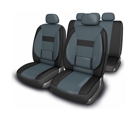 Чехлы сиденья Protect Plus- 1 SKYWAY велюр/сетка11 предм. черно/темно-серый S01301048