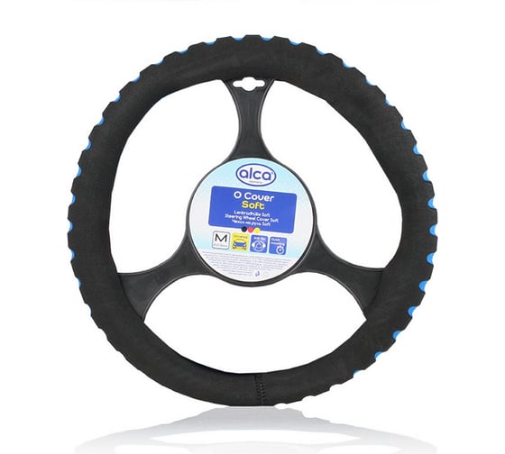 Чехол на руль Alca SOFT черный с синими вставками d 37-39 см 596400 1