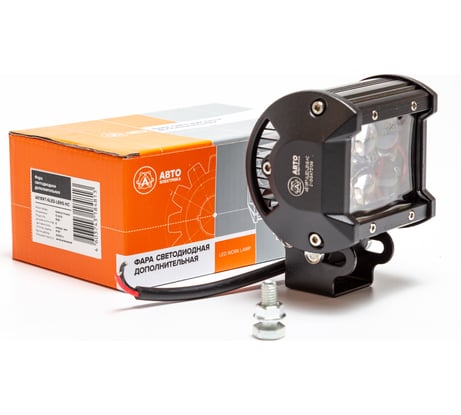 Фара рабочего света АВТОЭЛЕКТРИКА led прямоугольная, 12/24 в, 6 светодиодов/18 вт, направленный дальний свет, 95x85x62 мм 09.1940